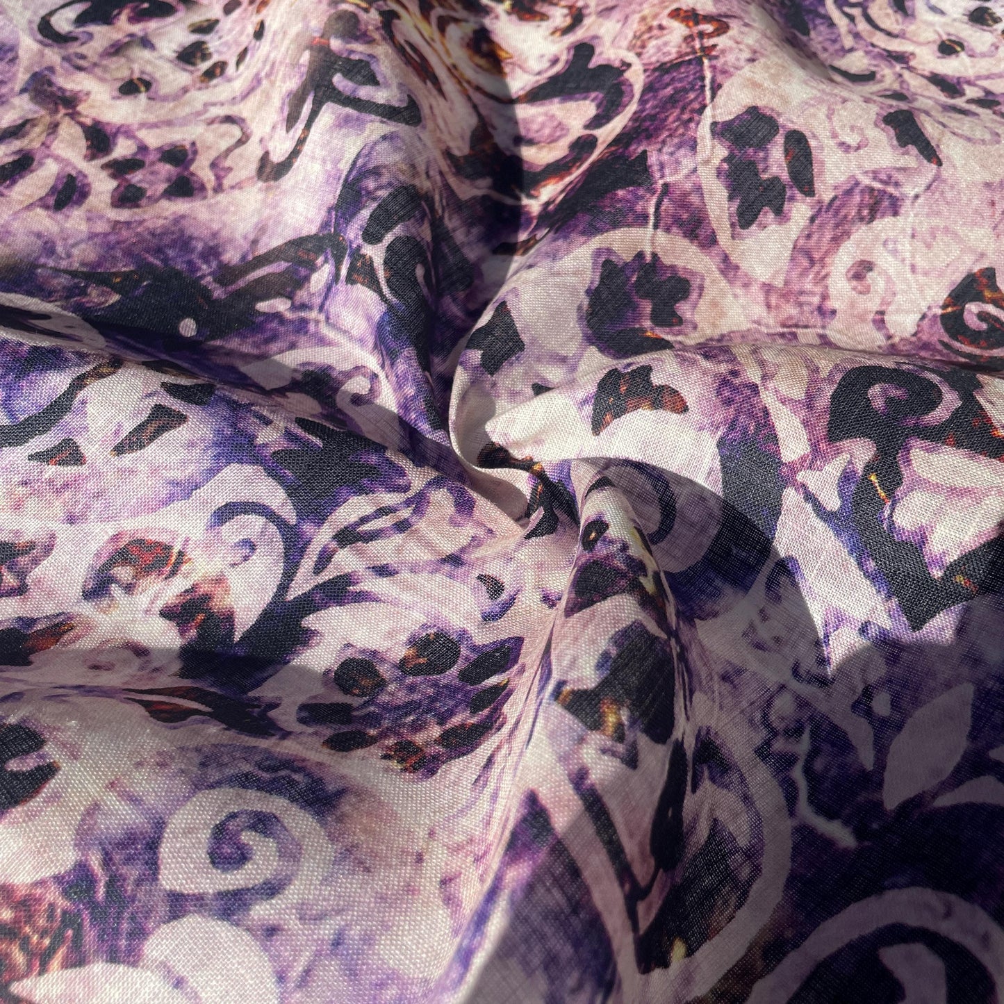 100% Linen Lightweight Japanese Purple Patterned Voile by the Yard - Soft and Breathable Fabric for Sewing, Crafts, and Dressmaking