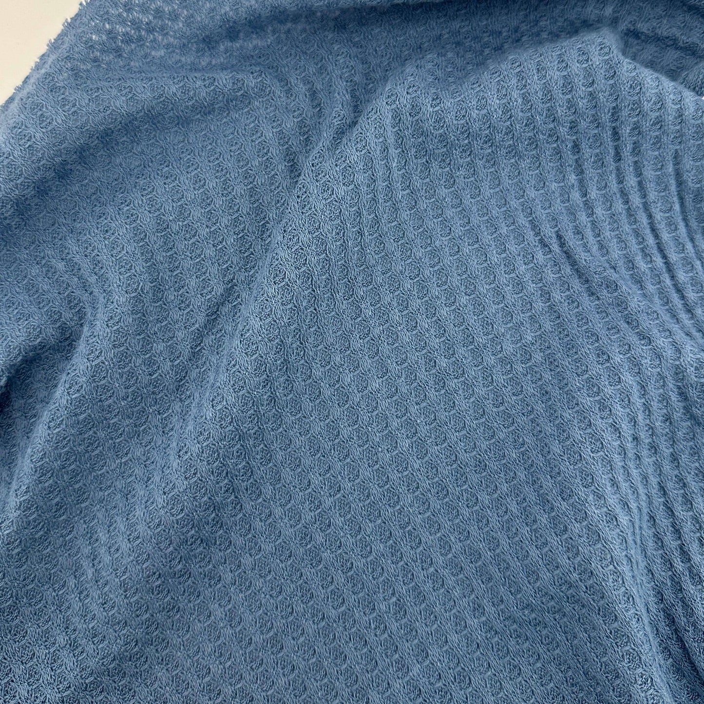 Blue Brushed Waffle Thermal Fabric – Air Force Blue 9 oz | Soft Waffle Knit 5% Spandex by the Yard