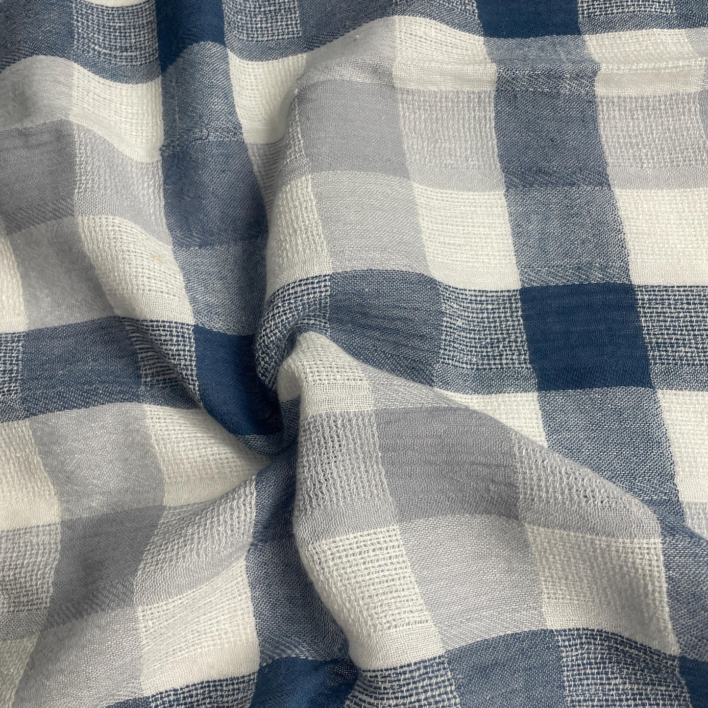 Checkered Cotton Gauze Fabric by the Yard – Soft, Breathable, Lightweight, Perfect for Apparel & DIY Projects