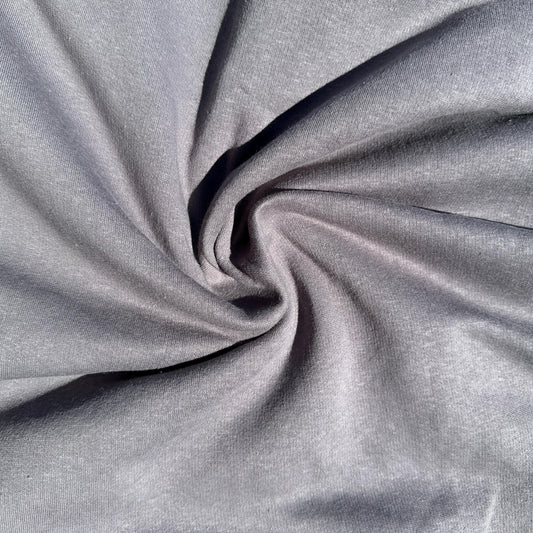 Cotton Fleece Dark Grey With Matching Rib Medium Weight | 400 GSM/ 12 OZ Knit Sweatshirt Fabric By The Yard