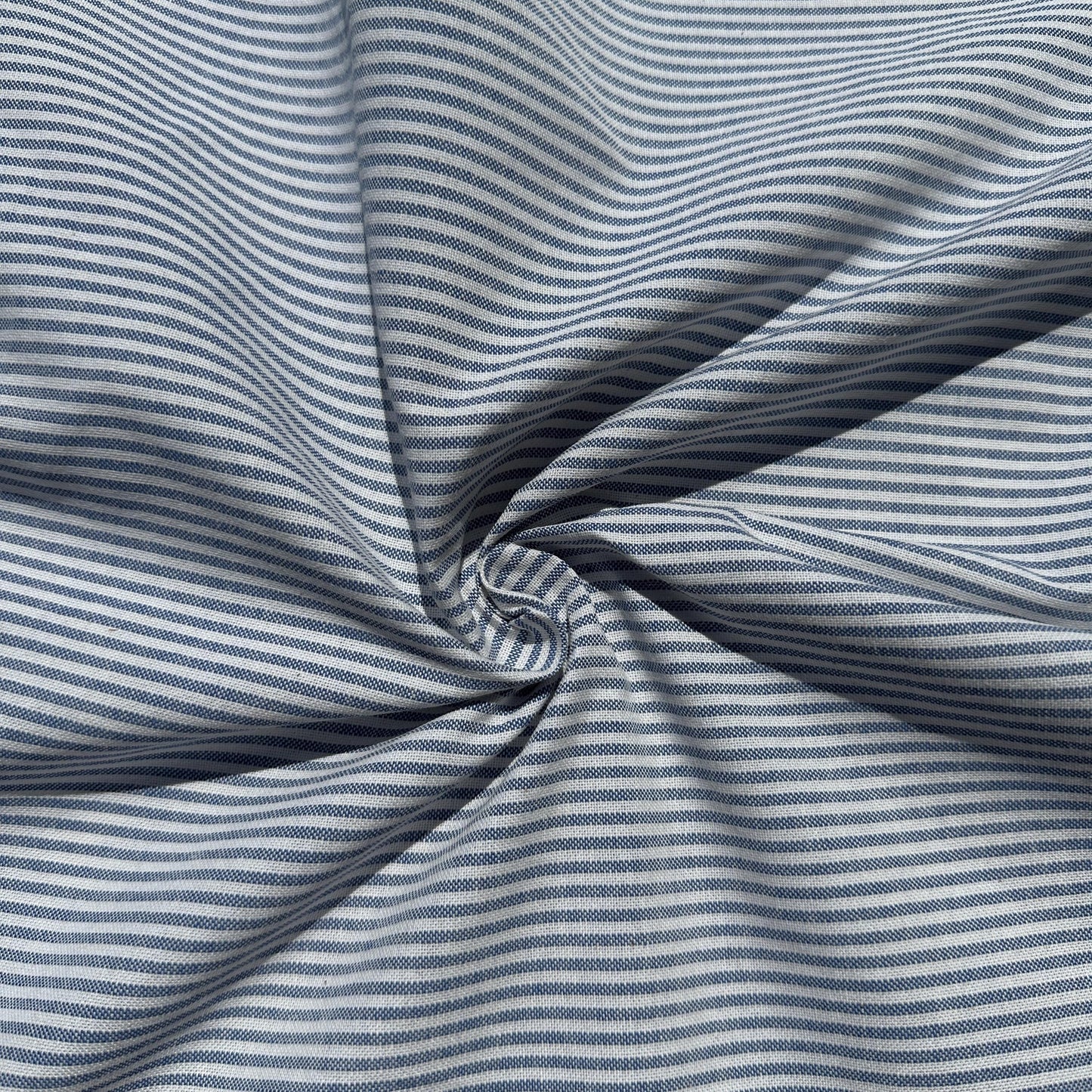 Cotton Oxford Striped Blue Woven Fabric | Soft Breathable Material for Sewing, DIY Crafts, Apparel and Clothing