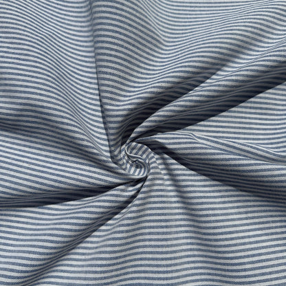 Cotton Oxford Striped Blue Woven Fabric | Soft Breathable Material for Sewing, DIY Crafts, Apparel and Clothing