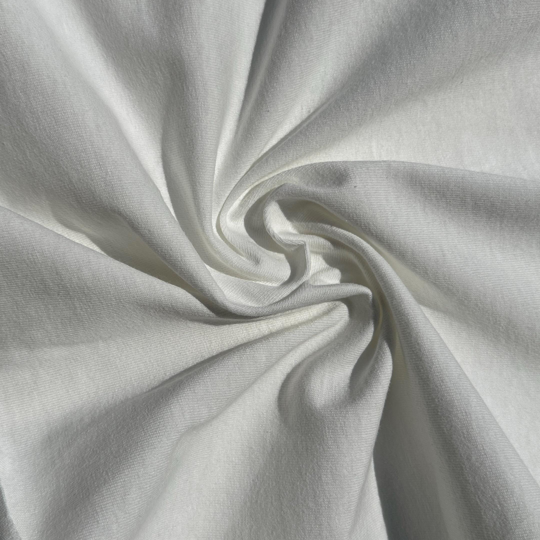 100% Cotton Jersey White Knit Medium-Heavy Weight Eco-Friendly Fabric By The Yard 60"