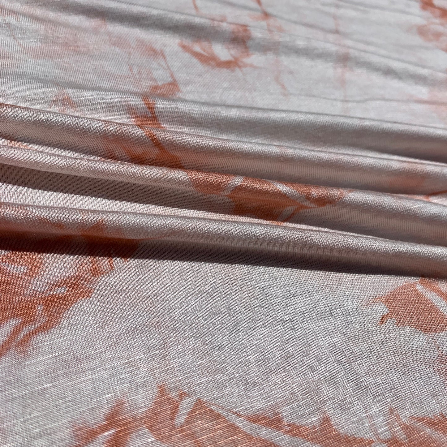 Bamboo Peach Pink Cloud Tie Dye Splash Spandex Jersey Knit 60" Eco-Friendly Fabric By The Yard Good For Face Mask