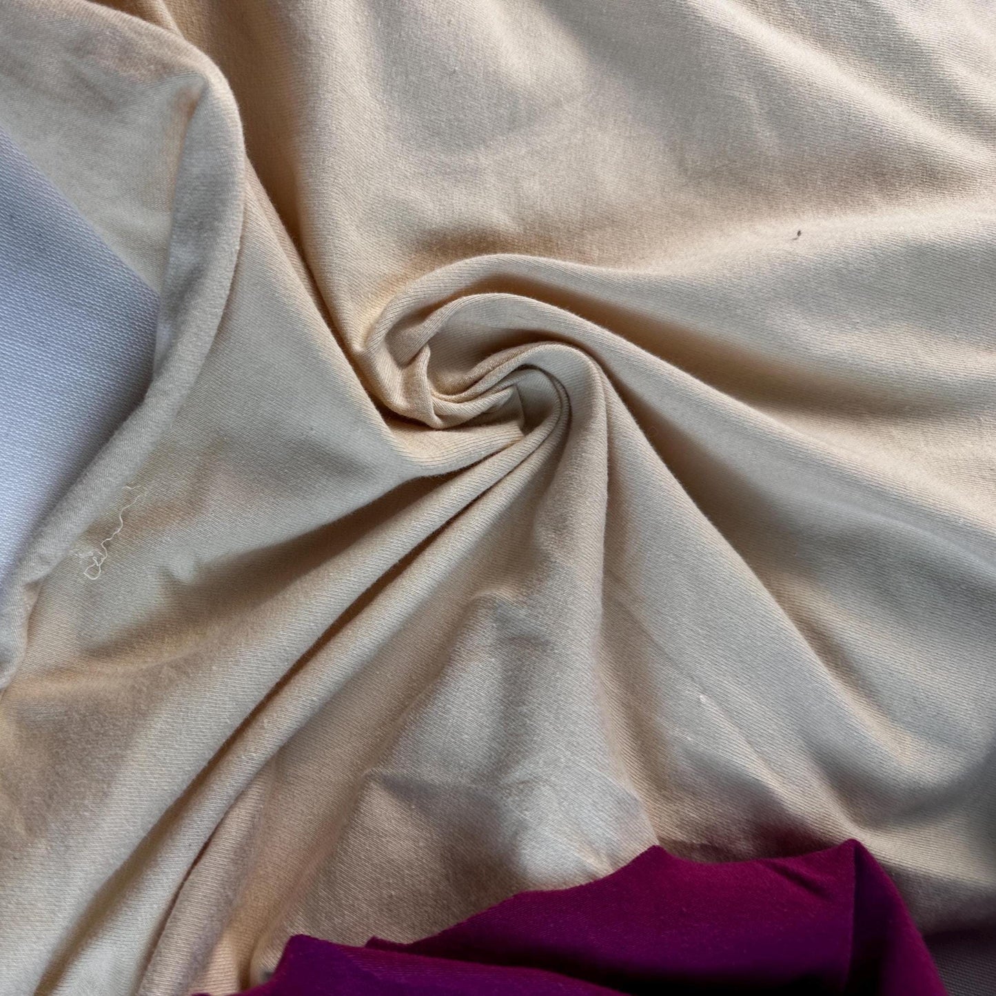 Cream Cotton Jersey Spandex 10 oz Medium Weight Eco-Friendly Sustainable Fabric By the Yard