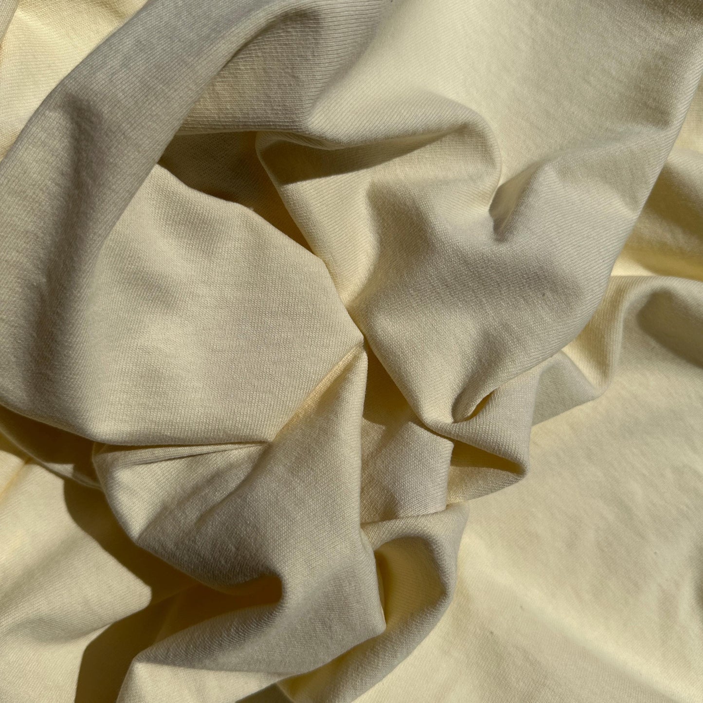 100% Cotton Jersey Light Yellow Knit Medium-Heavy Weight Eco-Friendly Fabric By The Yard 60"