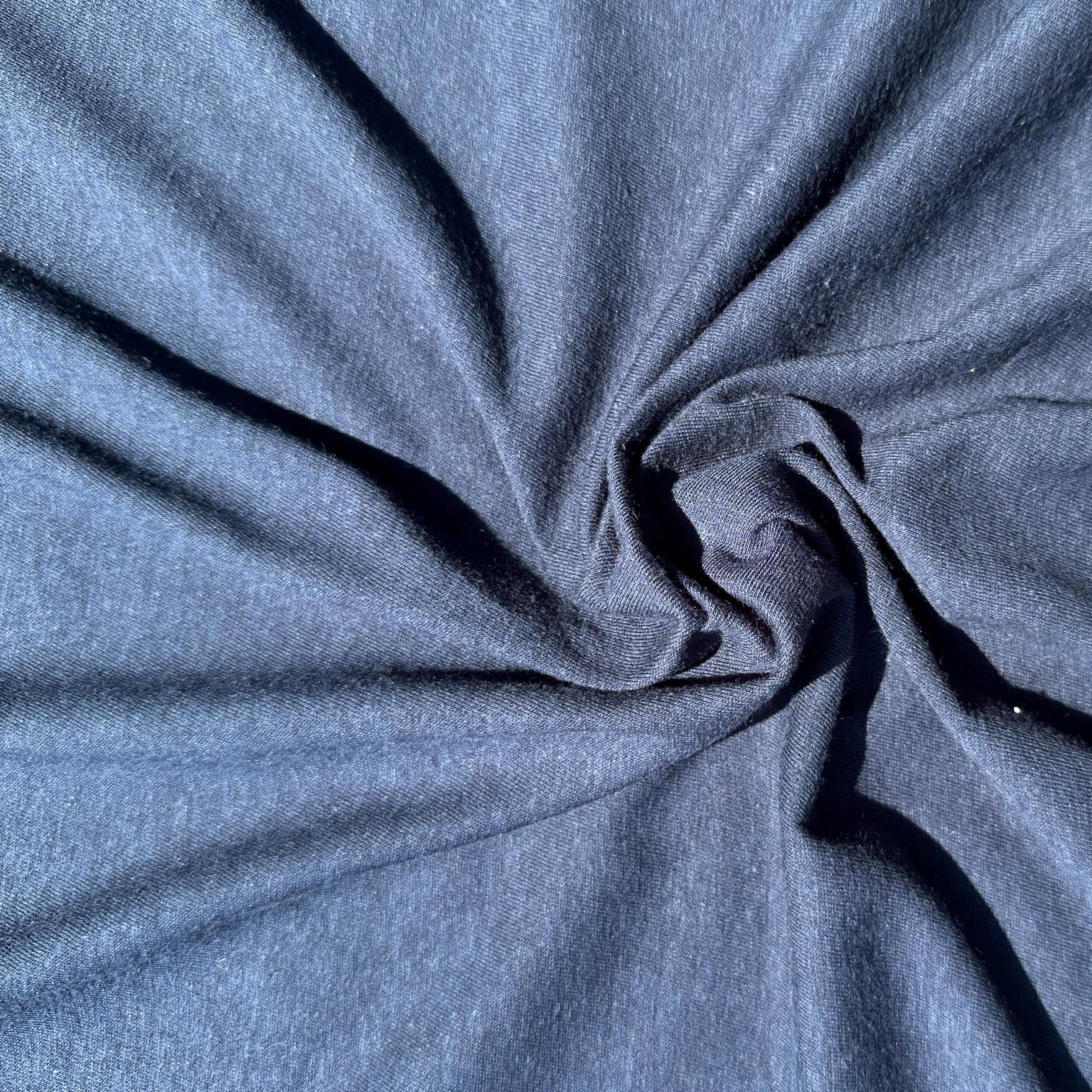 100% Cotton Jersey Navy Blue Knit Medium-Heavy Weight Eco-Friendly Fabric By The Yard 60"
