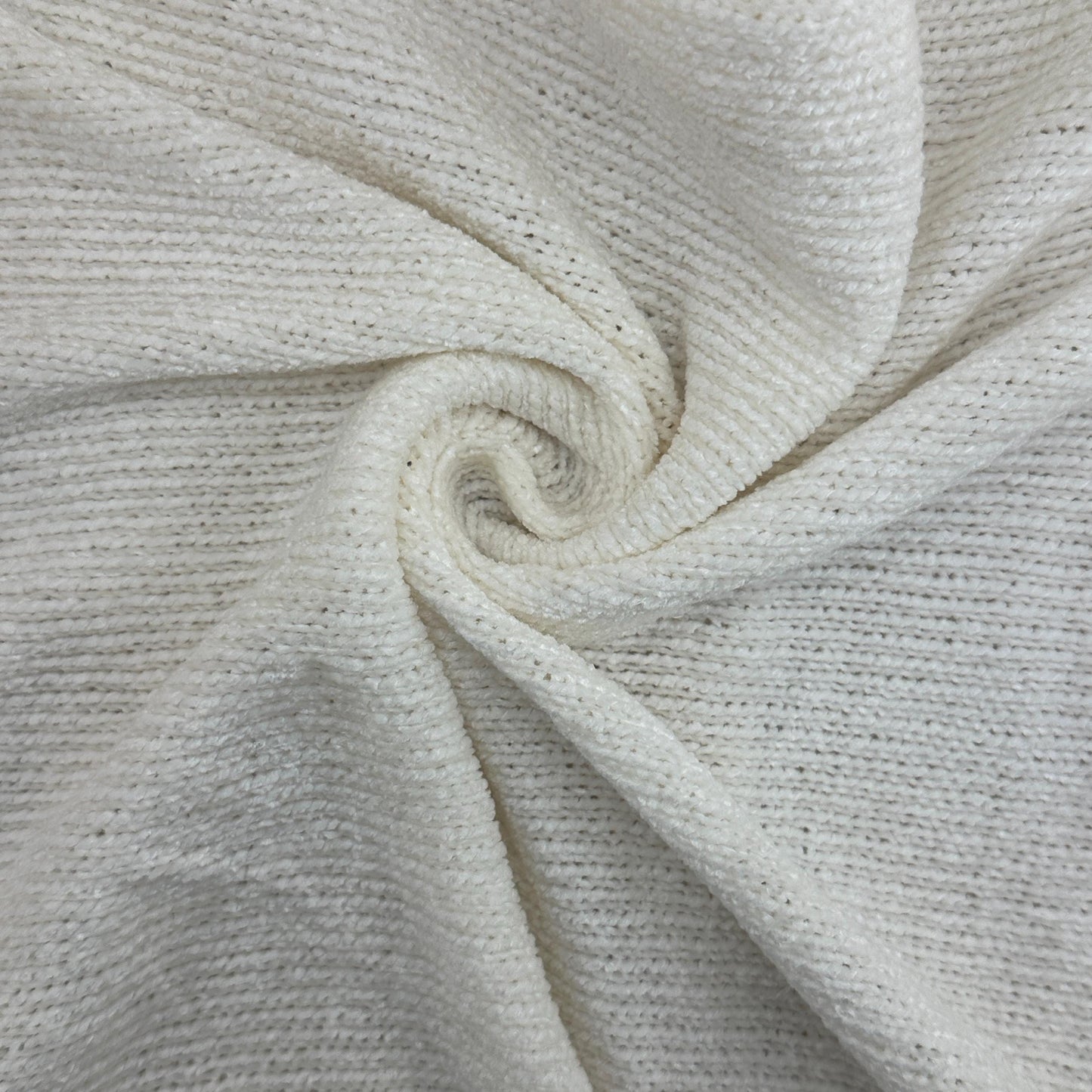 Cotton Chenille Sweater Fabric – White | by the Yard