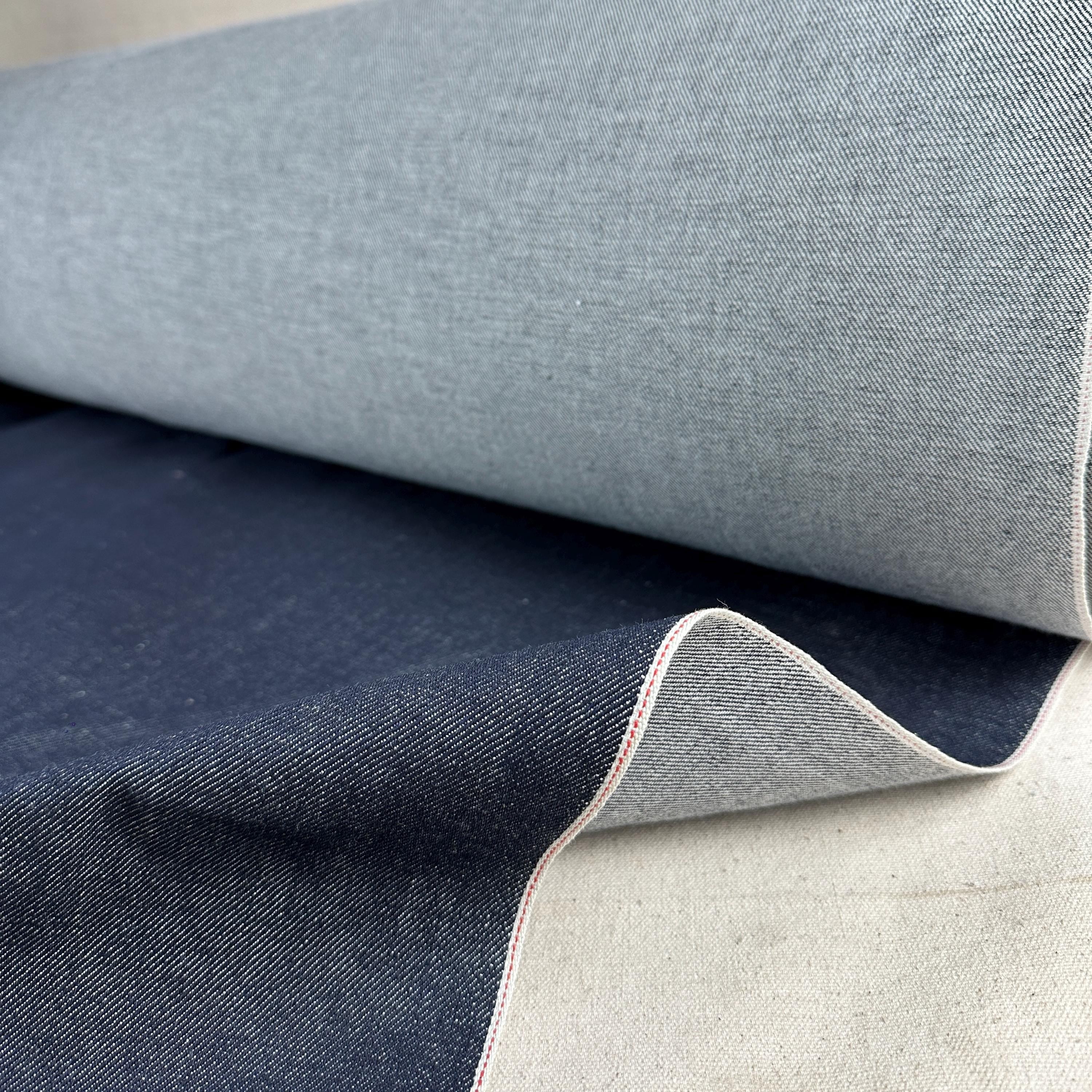 Selvedge Japanese Raw Indigo Denim | Woven Fabric by the Yard | Blue 450 GSM/13 oz Denim | Textured Indigo for Jeans, Jackets & Shirts