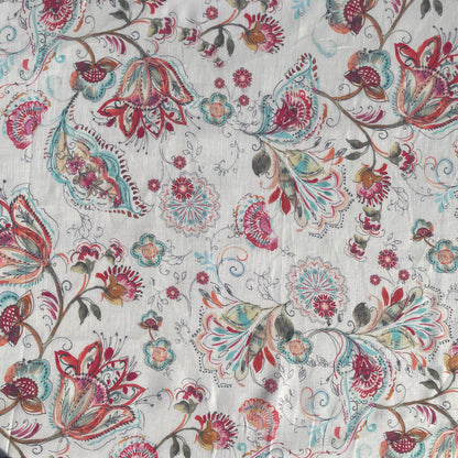 100% Linen Lightweight Japanese Patterned Floral, Earthy Fabric by the Yard - Soft and Breathable Fabric for Sewing, Crafts, and Dressmaking