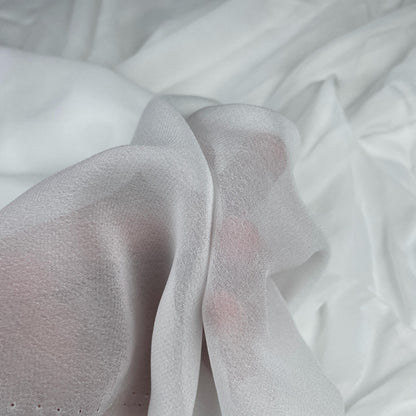 White Cotton Chiffon Sheer Lightweight Fabric by the Yard - Soft and Breathable Fabric for Sewing, Crafts, and Dressmaking