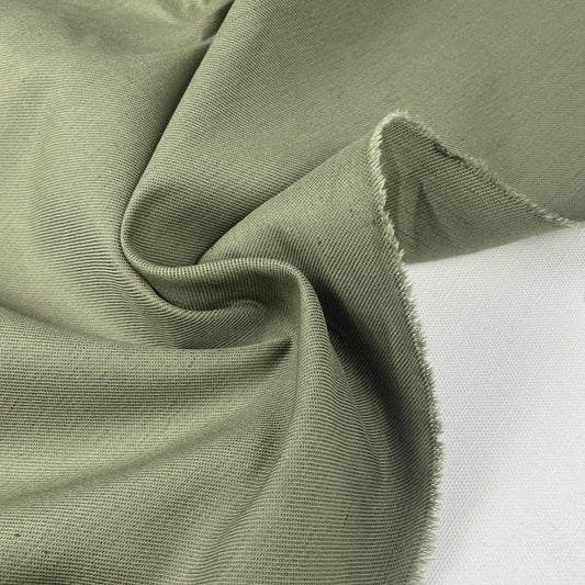 Cotton Linen Twill Green Medium Weight Apparel Upholstery Fabric By The Yard 8 Oz