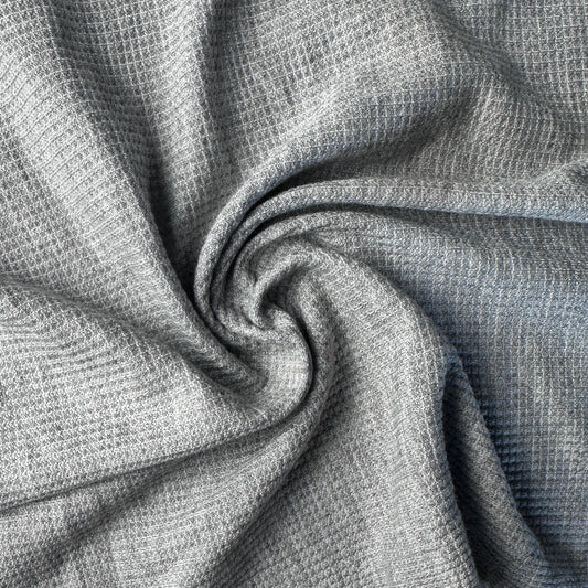 Cotton Baby Thermal Fabric – Gray 9 oz | Soft Waffle Knit 5% Spandex by the Yard
