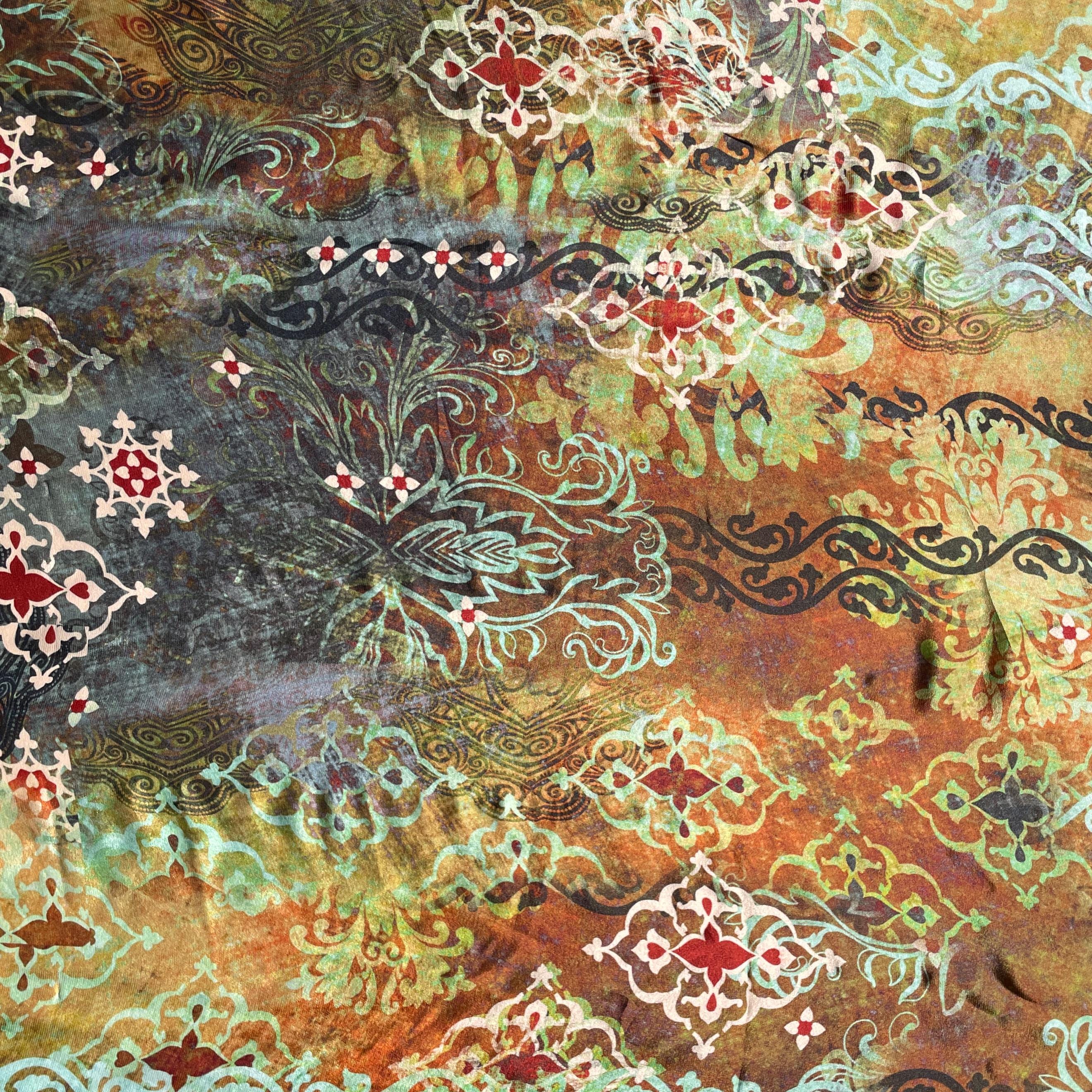 100% Japanese Lightweight Geometric Brown Green Silk Fabric by the Yard - Luxury Material for Sewing, Dressmaking, and Crafts