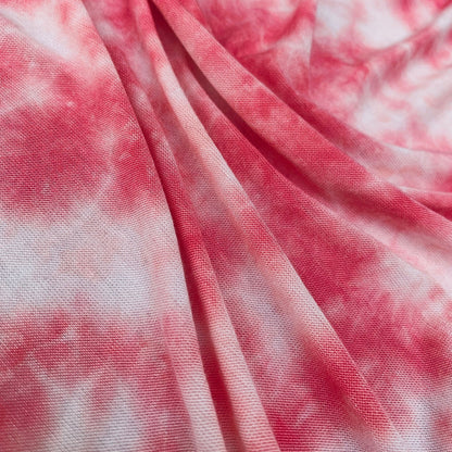 BubbleGum Pink & White Tie Dye Spandex Lycra Jersey Knit Fabric By the Yard 64"