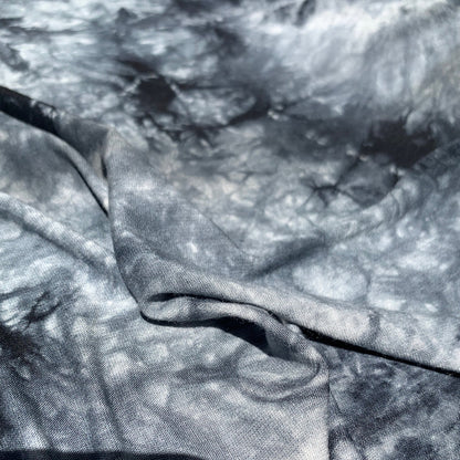 Bamboo Charcoal Black & White Tie Dye Splash Spandex Jersey Knit 60" Eco-Friendly Fabric By The Yard for Face Mask