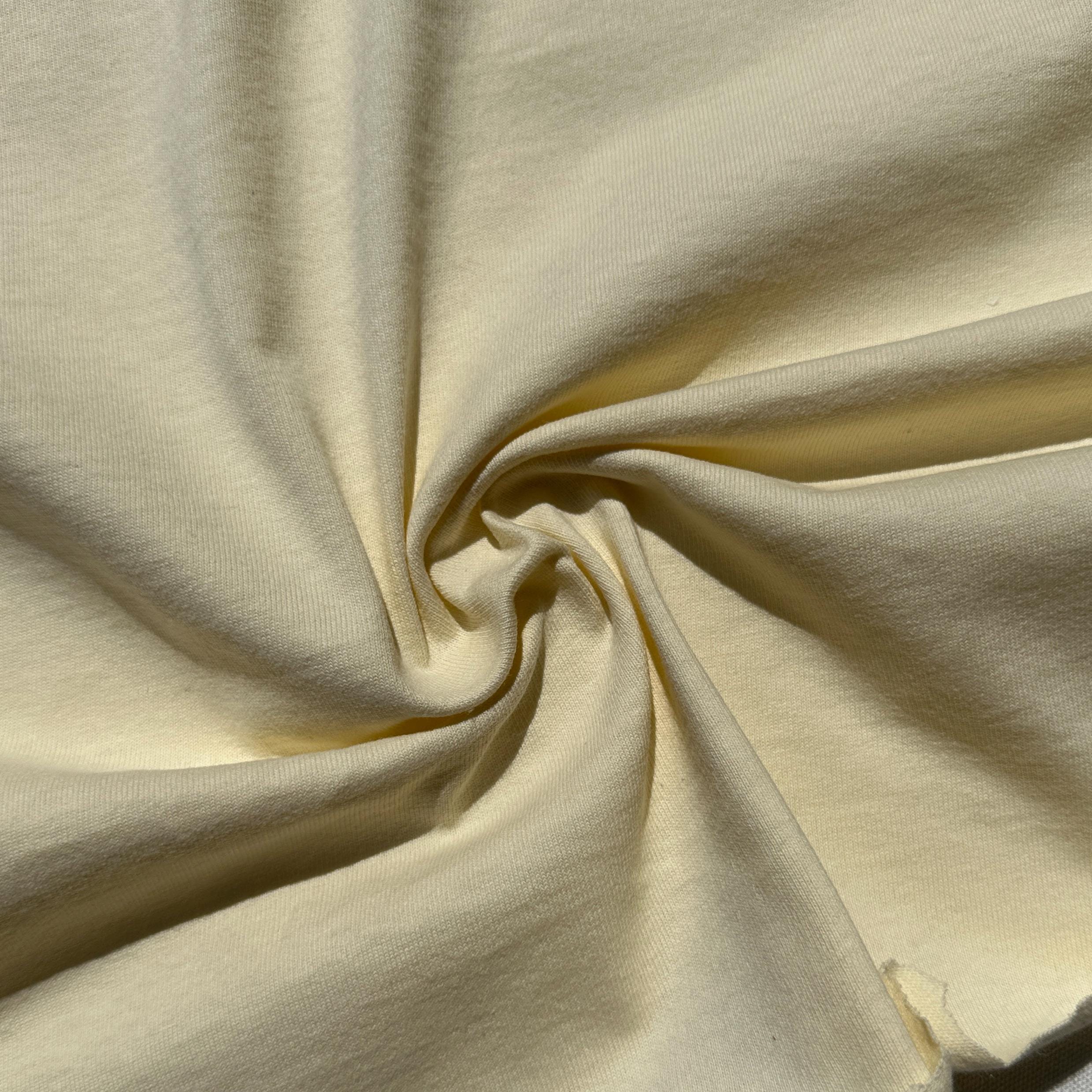 100% Cotton Jersey Light Yellow Knit Medium-Heavy Weight Eco-Friendly Fabric By The Yard 60"