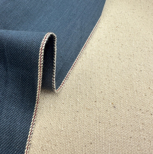 Selvedge Japanese Blue Denim  | Woven Fabric by the Yard | 365 GSM/11 oz Denim | Textured Denim for Jeans, Jackets & Shirts