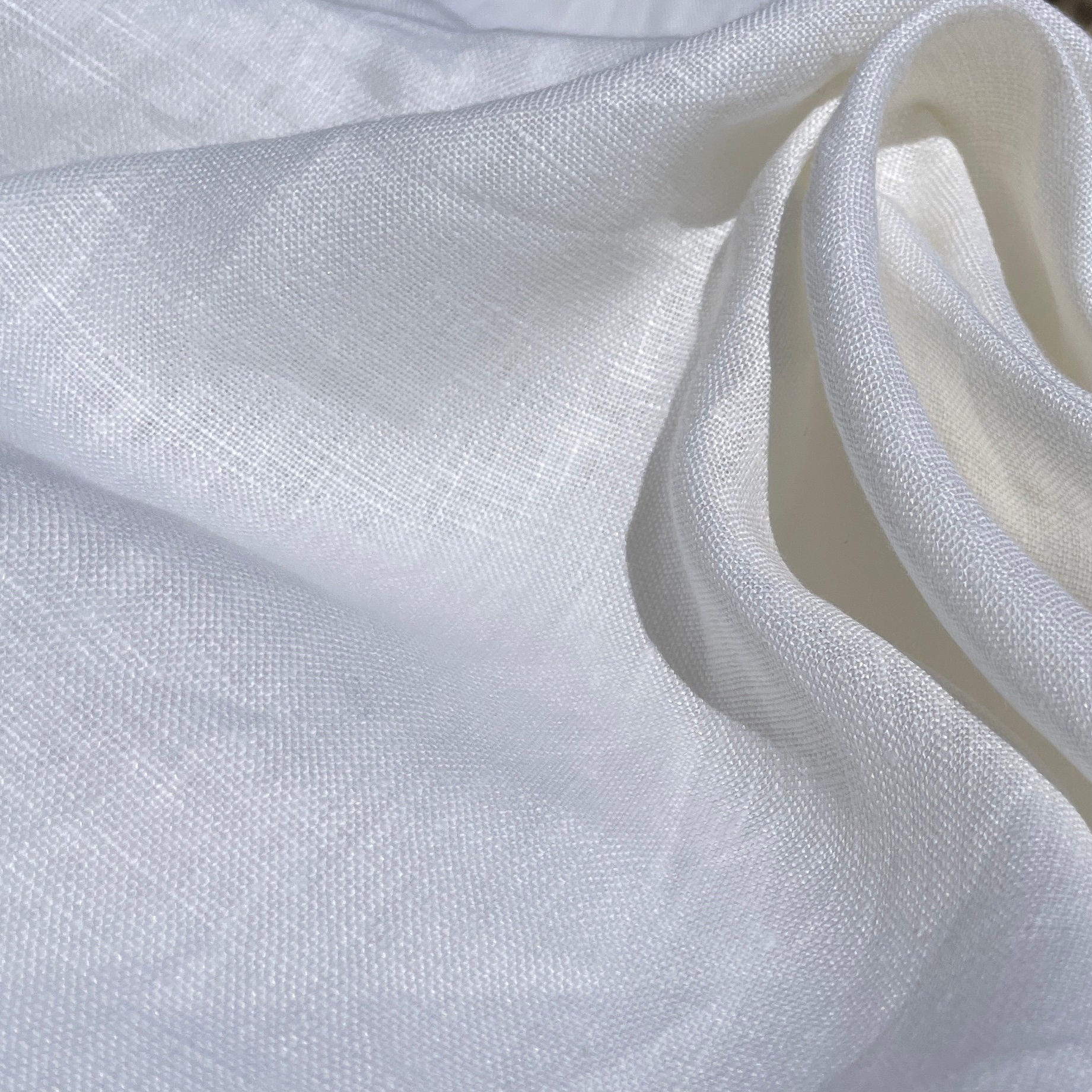 100% Linen 5.5 Oz White Woven Fabric By The Yard
