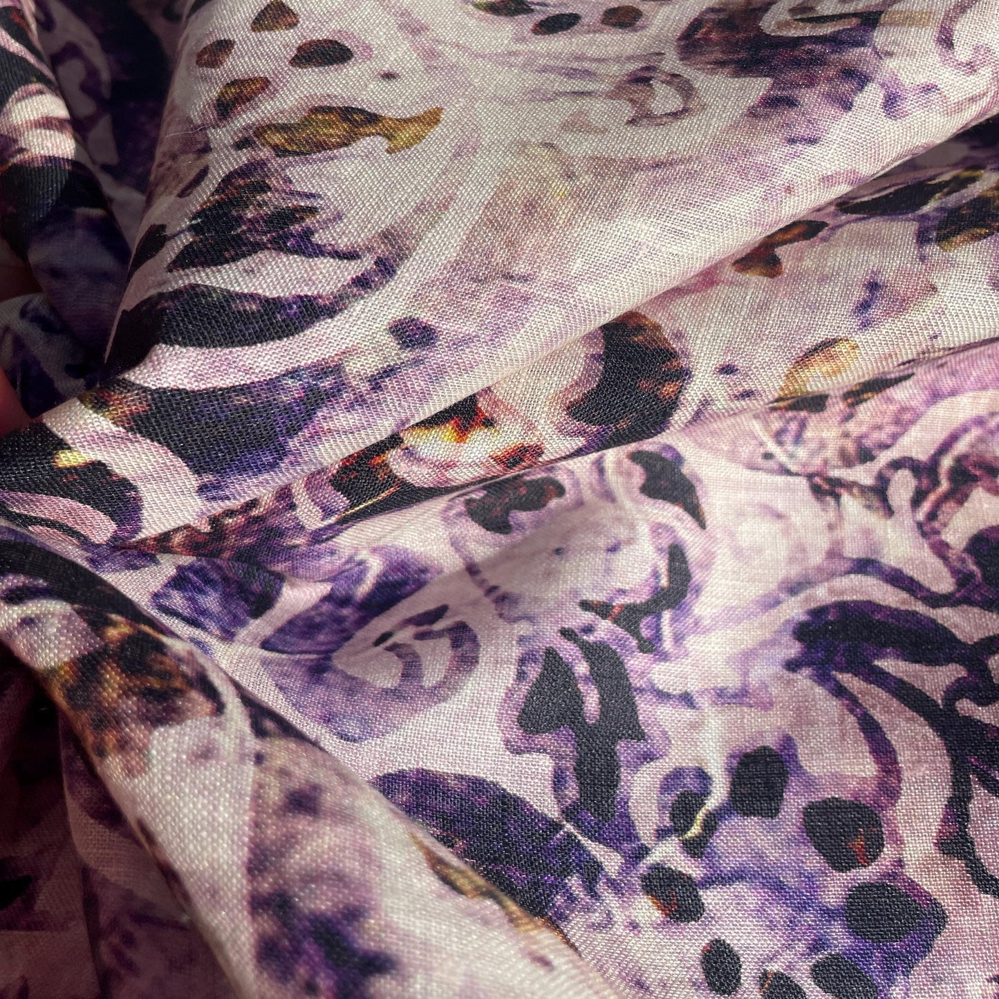 100% Linen Lightweight Japanese Purple Patterned Voile by the Yard - Soft and Breathable Fabric for Sewing, Crafts, and Dressmaking