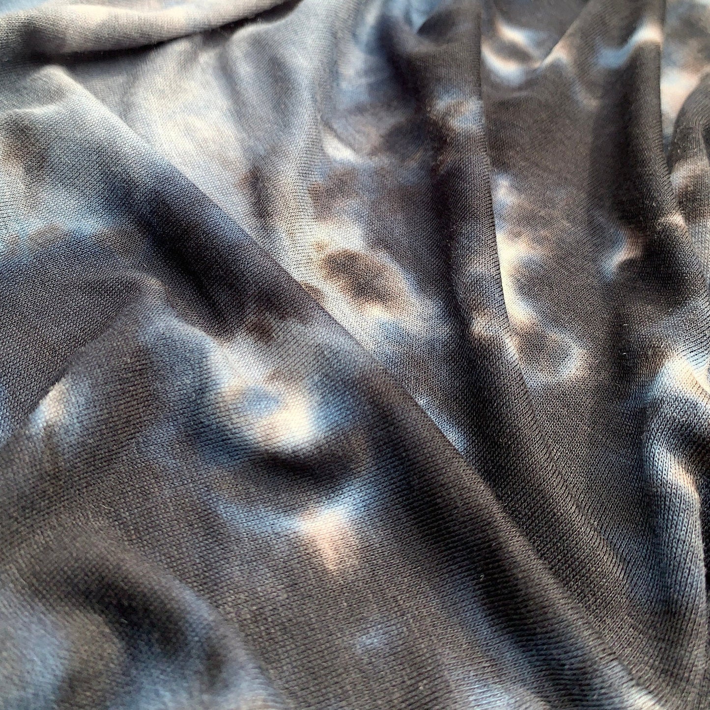 Bamboo Spandex Black, Navy, & White Tie Dye  Lycra Jersey Knit Fabric By the Yard 60"