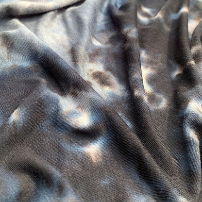 Bamboo Spandex Black, Navy, & White Tie Dye  Lycra Jersey Knit Fabric By the Yard 60"