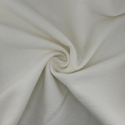 Heavy Cotton Waffle Baby Thermal PFD Fabric With Matching Rib – White 360 GSM | Waffle Knit by the Yard