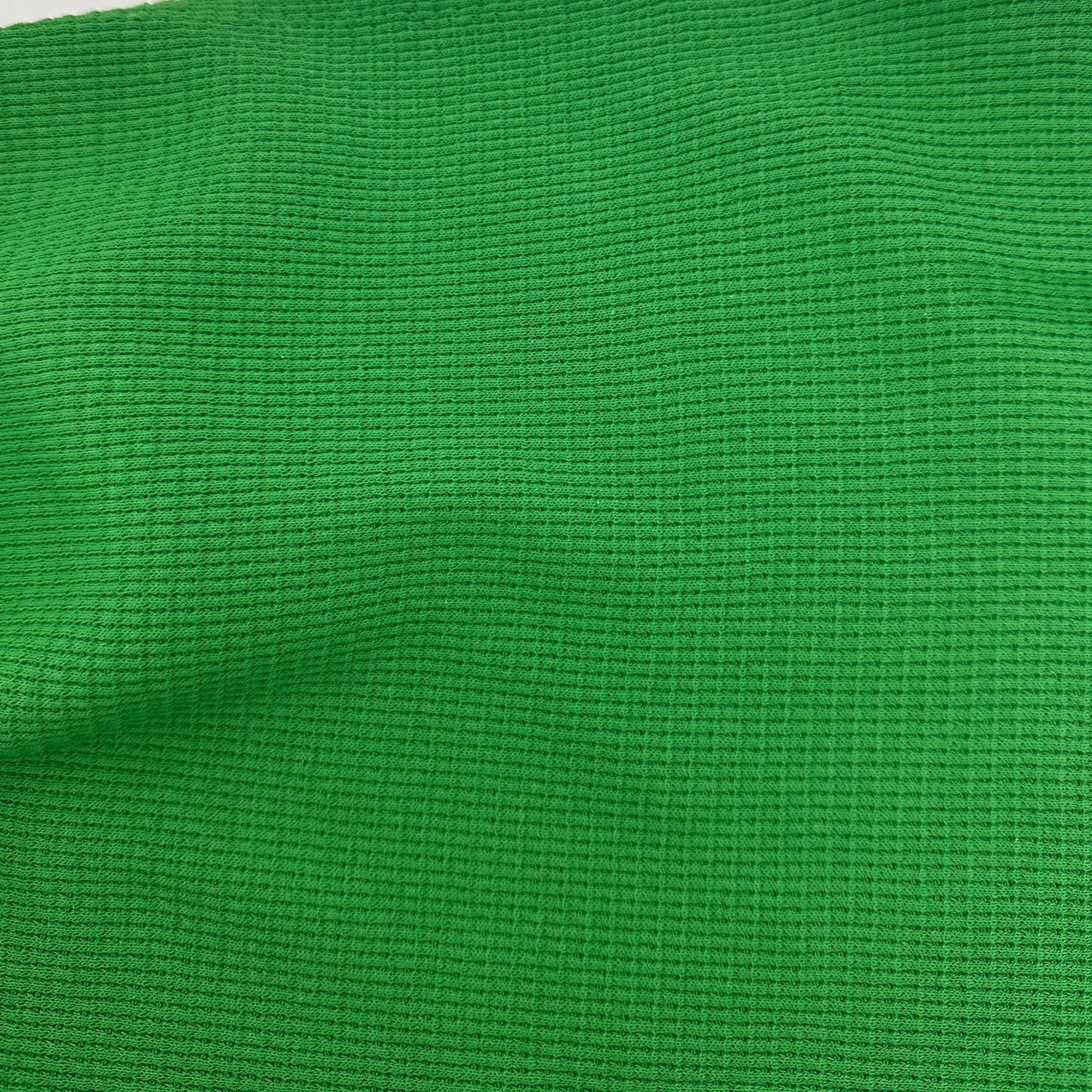 Cotton Waffle Thermal Fabric – Lawn Green 9 oz | Soft Jersey Waffle Thermal 5% Spandex by the Yard