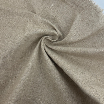 Cotton Linen Blend Khaki Medium Weight Apparel Upholstery Fabric By The Yard 10 Oz