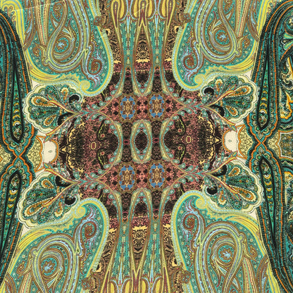 100% Silk Japanese Lightweight Green Geometric Silk Fabric by the Yard - Luxury Material for Sewing, Dressmaking, and Crafts