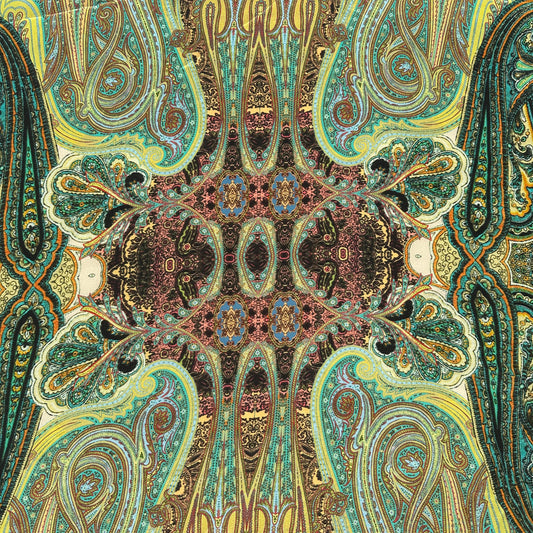 100% Silk Japanese Lightweight Green Geometric Silk Fabric by the Yard - Luxury Material for Sewing, Dressmaking, and Crafts