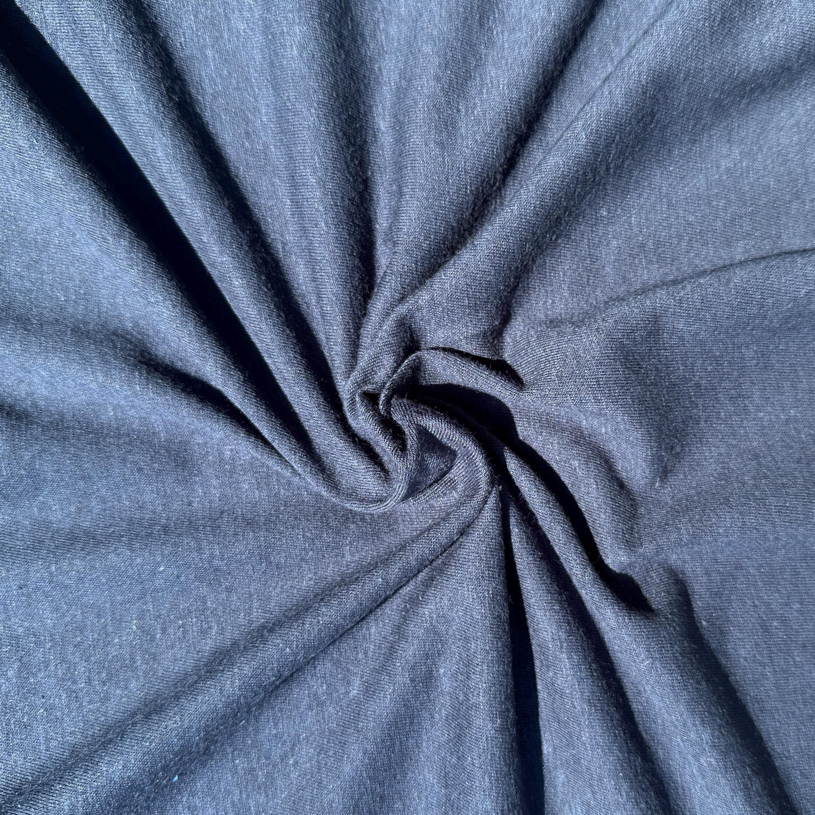 100% Cotton Jersey Navy Blue Knit Medium-Heavy Weight Eco-Friendly Fabric By The Yard 60"