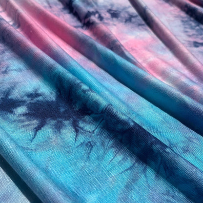 Blue,Pink & Purple Cloud Tie Dye Splash Bamboo Spandex Jersey Knit 60" Eco-Friendly Fabric By The Yard Good For Face Mask eco-friendly