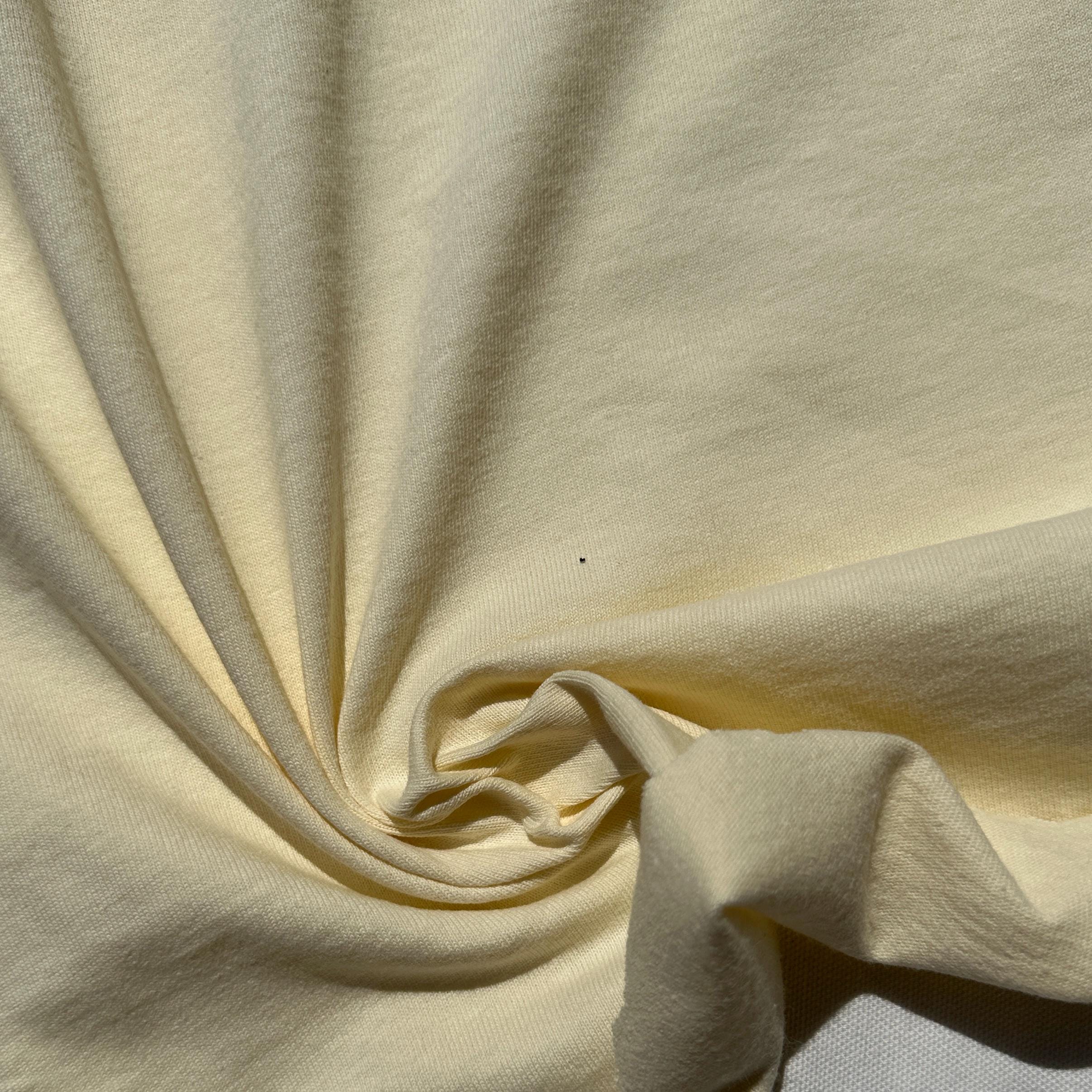 100% Cotton Jersey Light Yellow Knit Medium-Heavy Weight Eco-Friendly Fabric By The Yard 60"