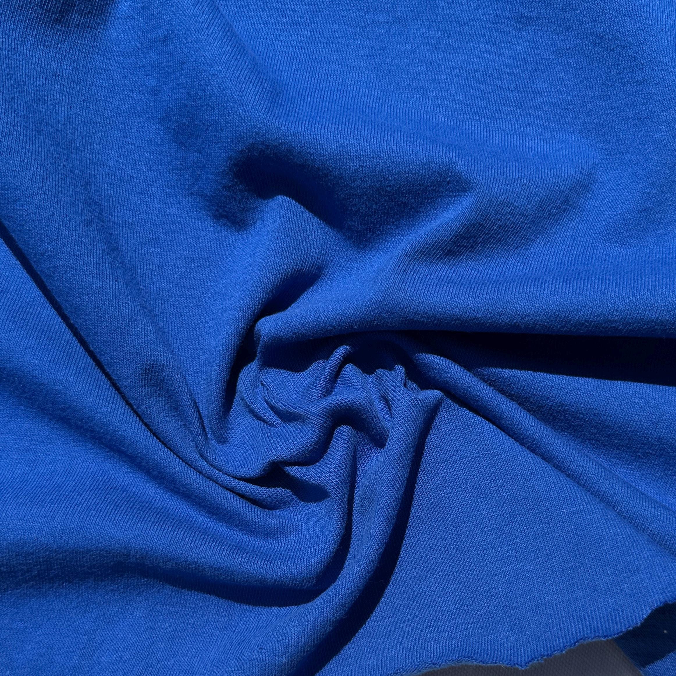 100% Cotton Jersey Royal Blue Knit Medium-Heavy Weight Eco-Friendly Fabric By The Yard 60"