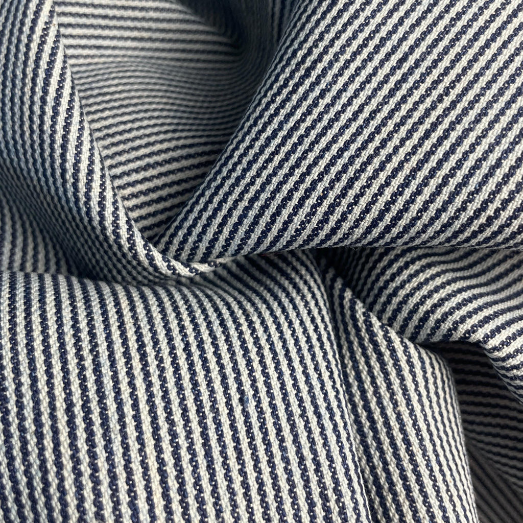100% Cotton Denim Indigo Blue Railroad Striped Pattern Fabric By The Yard