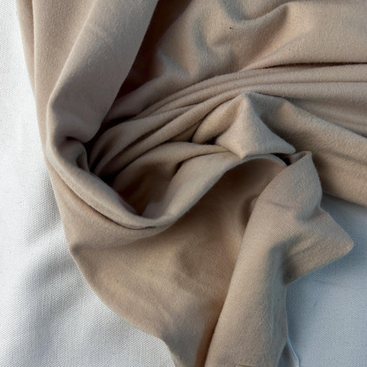Tan Cotton Jersey Spandex 10 oz Medium Weight Eco-Friendly Sustainable Fabric By the Yard