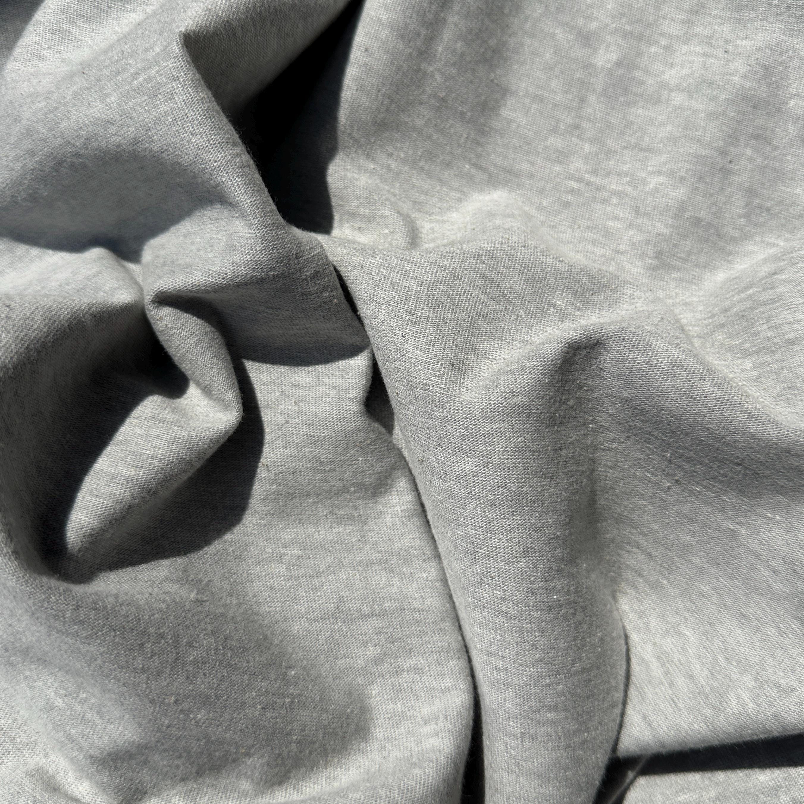 100% Cotton Jersey Heather Gray Knit Medium-Heavy Weight Eco-Friendly Fabric By The Yard 60"