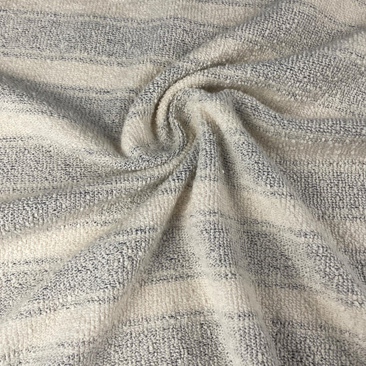 Double-Sided  French Terry Striped Gray Fabric by the Yard | 15 Oz/340 GSM – Reversible Knit for Hoodies, Sweatshirts, Loungewear & More