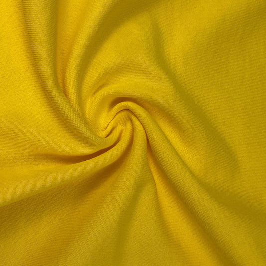Heavy Cotton Yellow French Terry Knit With Matching Jersey and Rib | 450 GSM/22 Oz French Terry Heavy Sweatshirt Fabric By The Yard