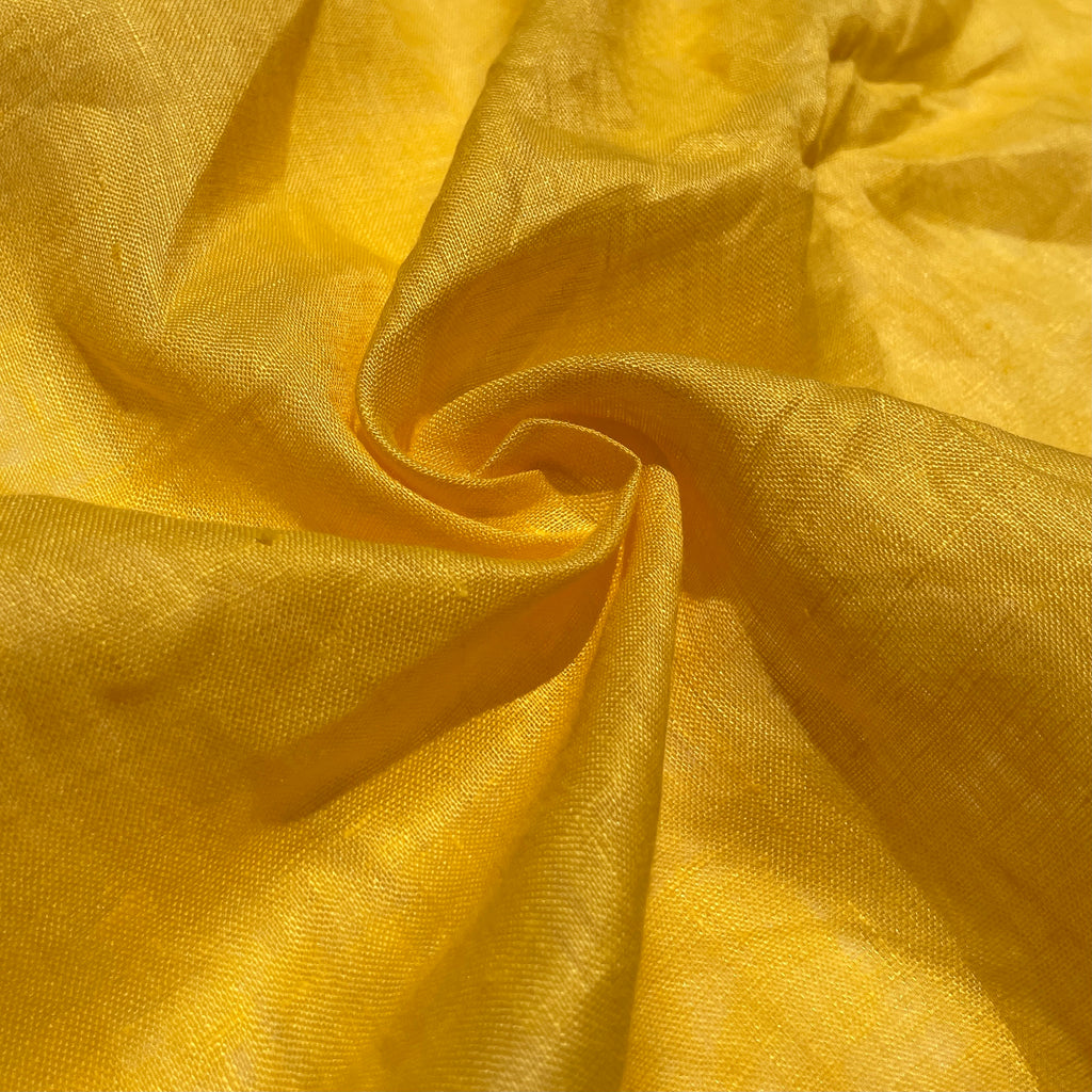 100% Linen 5.5 Oz Yellow Woven Fabric By The Yard