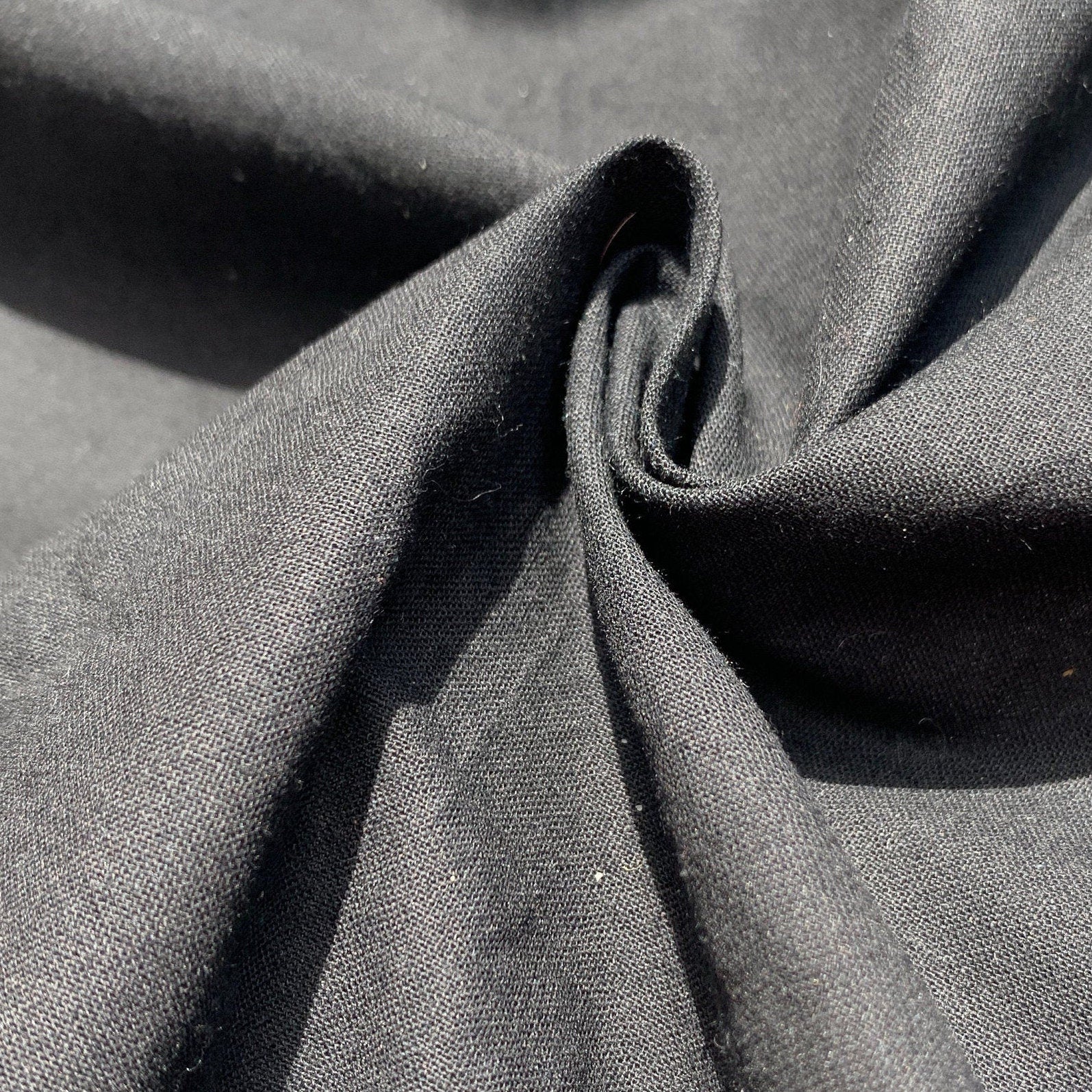 100% Cotton Black Broadcloth Sheeting Fabric By the Yard 60"