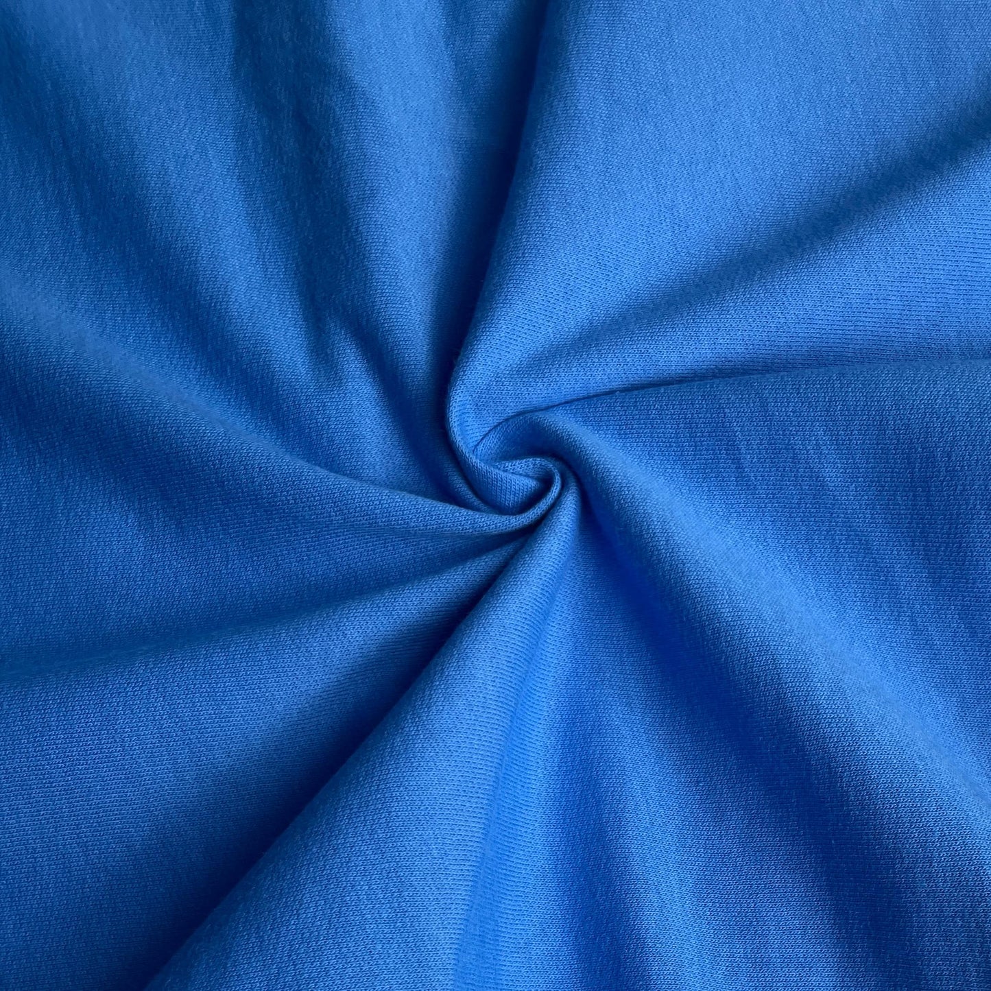 Cotton Fleece Cobalt Blue With Matching Rib Medium Weight | 400 GSM/ 12 OZ Knit Sweatshirt Fabric By The Yard