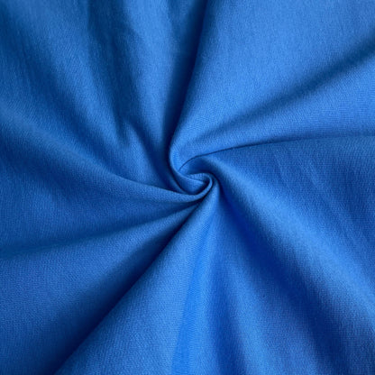 Cotton Fleece Cobalt Blue With Matching Rib Medium Weight | 400 GSM/ 12 OZ Knit Sweatshirt Fabric By The Yard