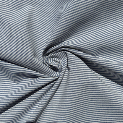 Cotton Oxford Striped Blue Woven Fabric | Soft Breathable Material for Sewing, DIY Crafts, Apparel and Clothing