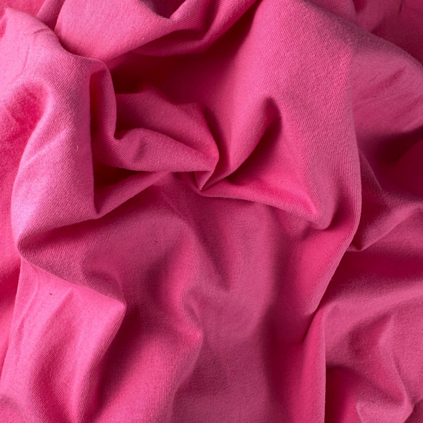 Bright Pink Cotton Jersey Spandex 10 oz Medium Weight Eco-Friendly Sustainable Fabric By the Yard