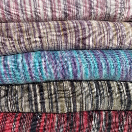 Bamboo Eco-Friendly Multi Colored Space Dyed Striped 100%  Dyed Knit Fabric By the Yard 60" Good For Face Mask