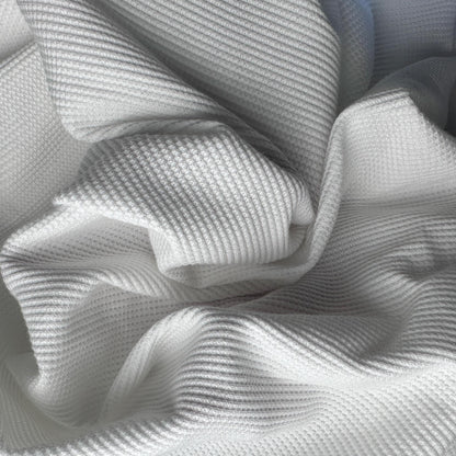Cotton Baby Thermal Fabric – White 9 oz | Soft Waffle Knit 5% Spandex by the Yard