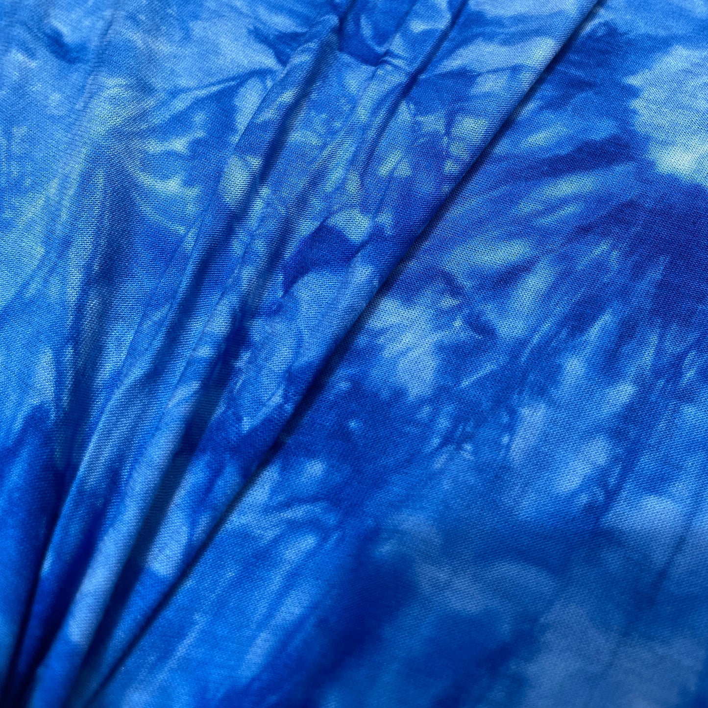 Bamboo Spandex Jersey Knit Royal Blue & White Cloud Tie Dye Splash 60" Eco-Friendly Fabric By The Yard