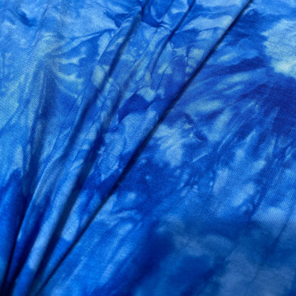 Bamboo Spandex Jersey Knit Royal Blue & White Cloud Tie Dye Splash 60" Eco-Friendly Fabric By The Yard